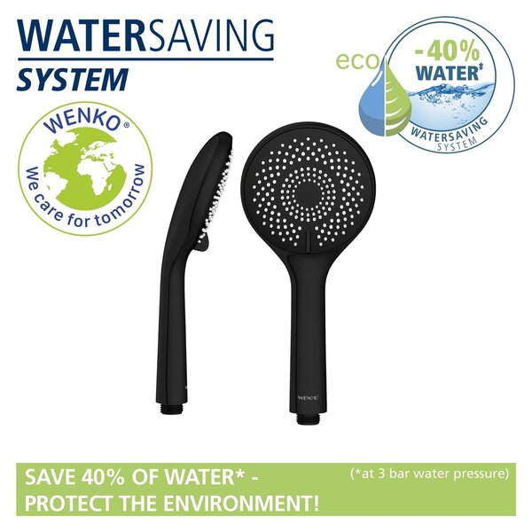 Crni tuš set od nehrđajućeg čelika 70 cm Water Saving - Wenko