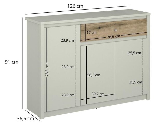 Zondo.hr Komoda Kodro 1 (kašmir + hrast evoke) . Akcija -25%. 1116941