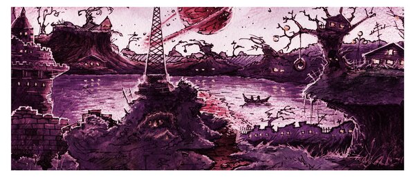Slika - Začarana vas (120x50 cm)