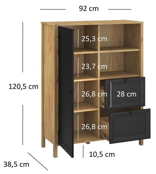 Zondo.hr Regal Bruselas (hrast craft zlatni + crna) . Akcija -22%. 1116780