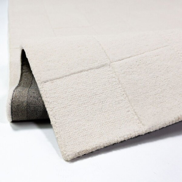 Ručno rađena vunena staza boje slonovače 60x230 cm Checkerboard – Flair Rugs