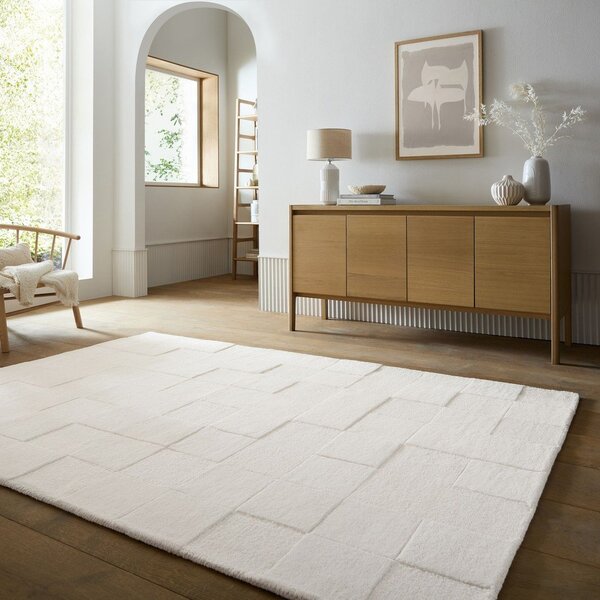Ručno rađen vunen tepih boje slonovače 160x230 cm Checkerboard – Flair Rugs