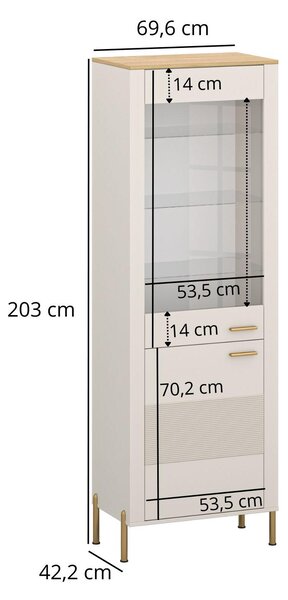 Zondo.hr Vitrina Reiteradas 1 (kašmir + kameni hrast) . Akcija -22%. 1116970