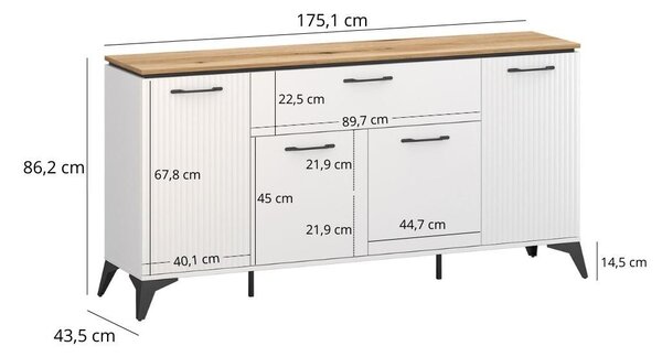 Komoda Vejares 2 (bijela + hrast evoke)
