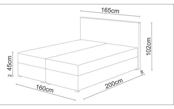 Bračni krevet Boxspring 180 cm Fade 3 (siva) (s madracem i prostorom za odlaganje)