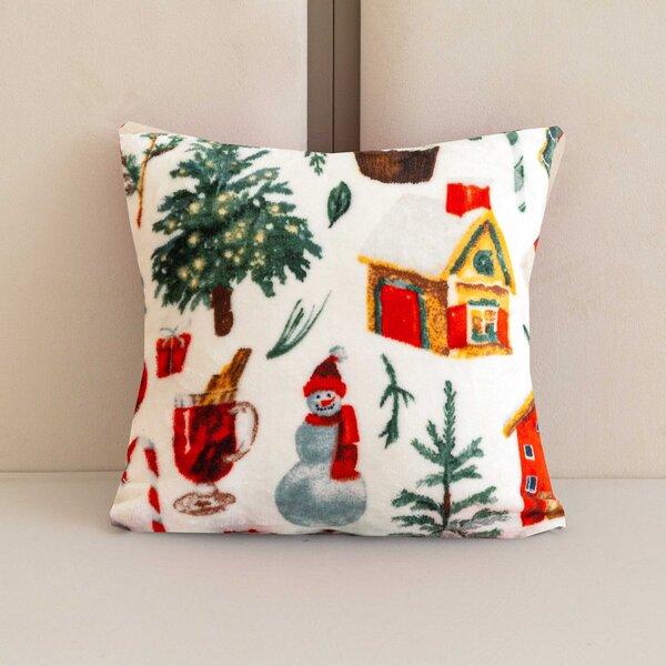 Jastučnica od mikropliša FESTIVE MAGIC 45x45 cm, bijela