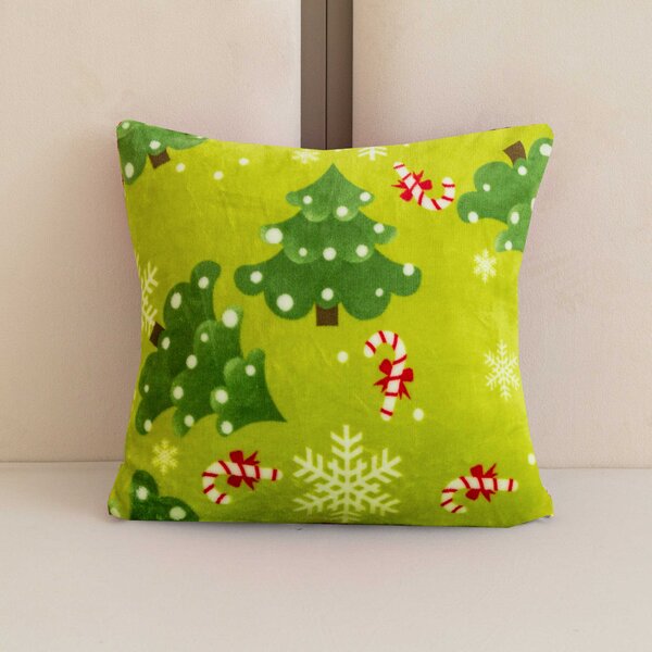 Jastučnica od mikropliša CHRISTMAS TREE 45x45 cm, zelena