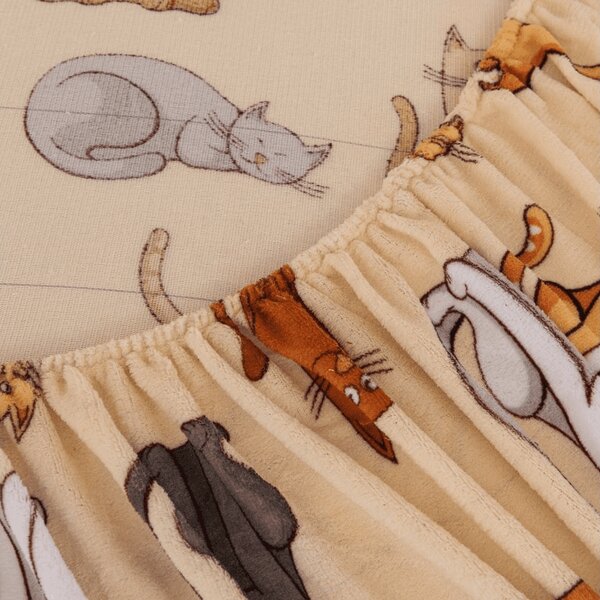 Plahta mikropliš COLORED CATS 90x200 cm krem boje