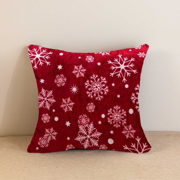 Jastučnica od mikroplyša SNOWFALL 45x45 cm, crvena