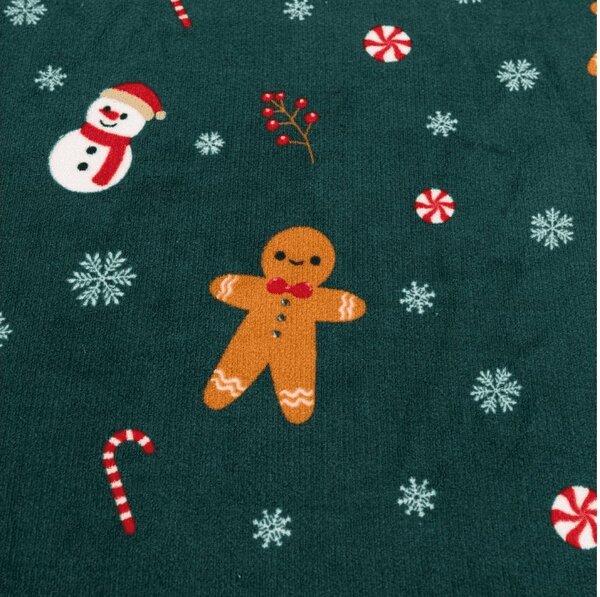 Plahta mikropliš SNOWMAN AND GINGERBREAD 90x200 cm zelena