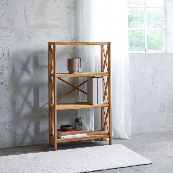 Regal od punog hrasta u prirodnoj boji 70x124 cm X-Shelf – Unique Furniture