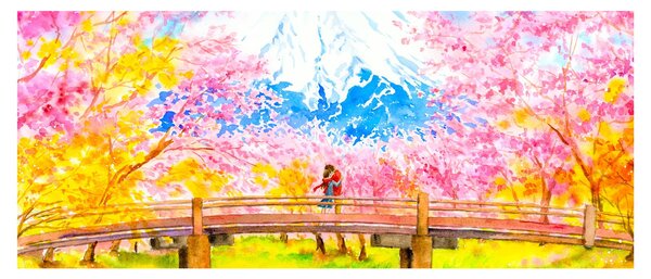 Slika - Slikan par, akvarel (120x50 cm)