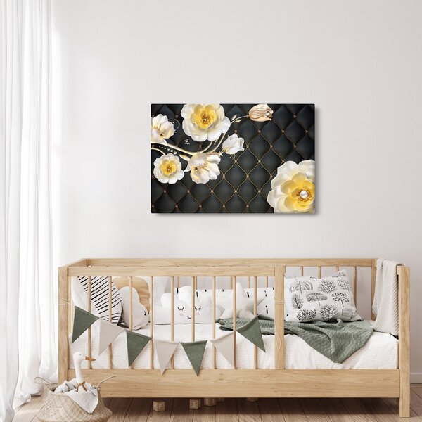 Slika cvetov bele vrtnice (90x60 cm)