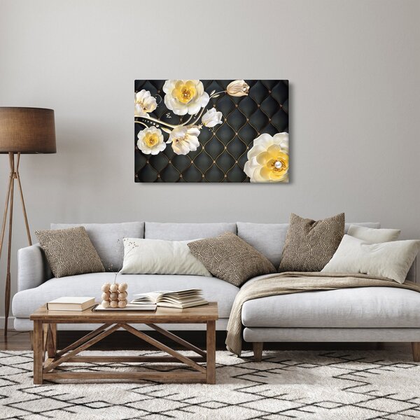 Slika cvetov bele vrtnice (90x60 cm)