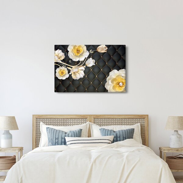 Slika cvetov bele vrtnice (90x60 cm)