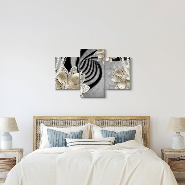 Slika - 3D zlate rože (90x60 cm)