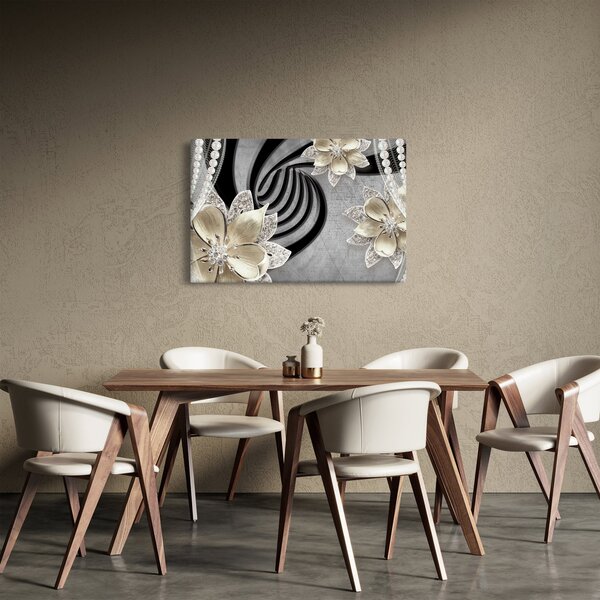Slika - 3D zlate rože (90x60 cm)