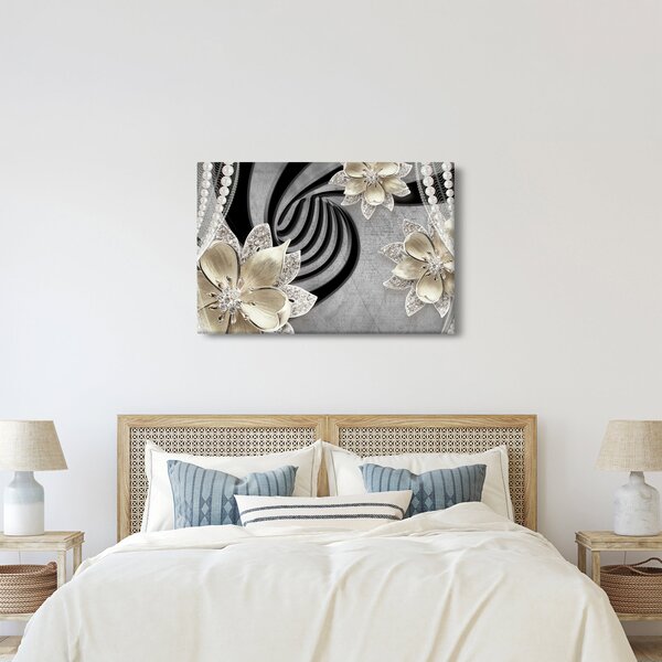 Slika - 3D zlate rože (90x60 cm)