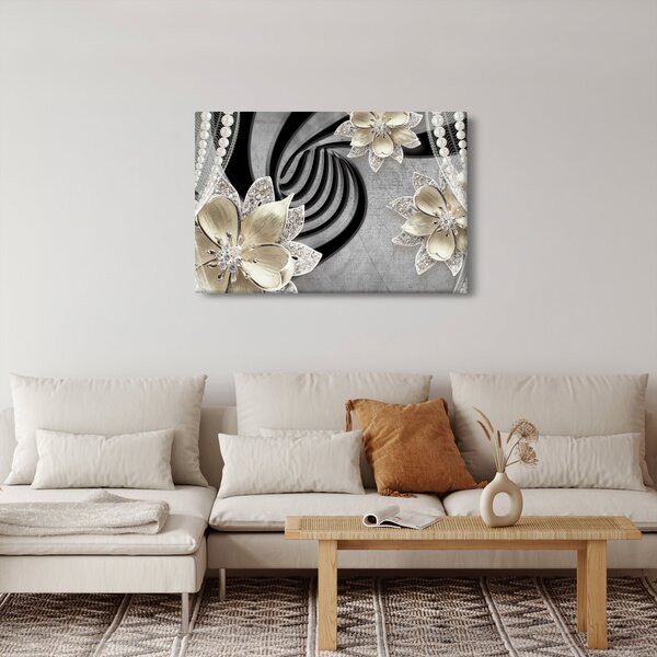 Slika - 3D zlate rože (90x60 cm)