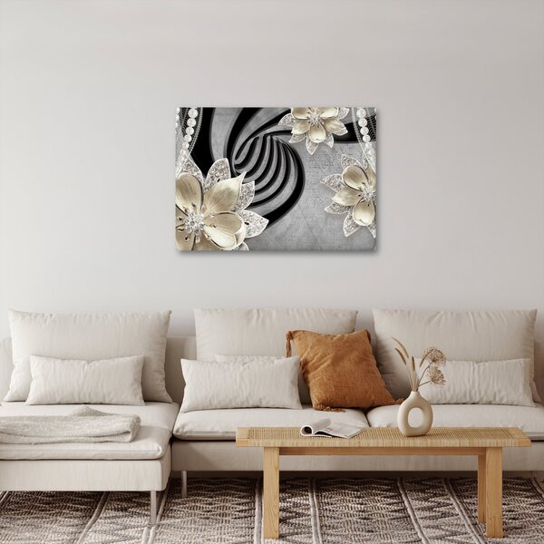 Slika - 3D zlate rože (70x50 cm)