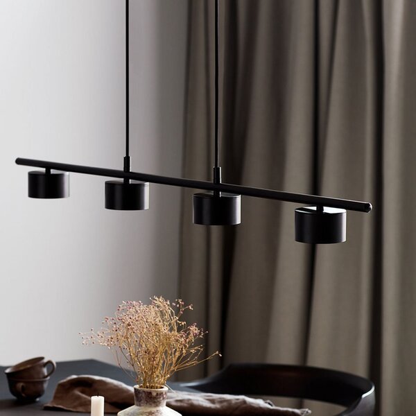 Nordlux Clyde LED viseća svjetiljka, četiri žarulje, crna, duljina 115 cm, prigušiva, Crno, Dnevni boravak/blagovaonica, Metal