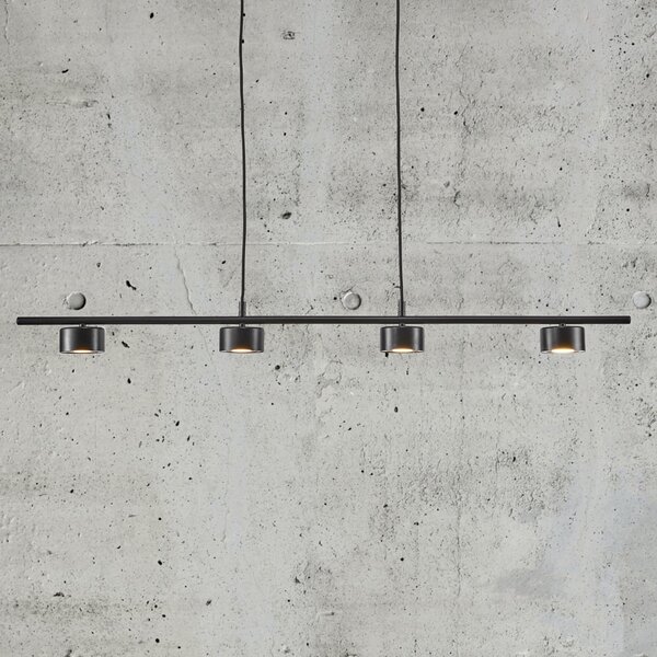 Nordlux Clyde LED viseća svjetiljka, četiri žarulje, crna, duljina 115 cm, prigušiva, Crno, Dnevni boravak/blagovaonica, Metal