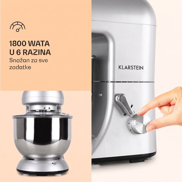 Klarstein Bella 1800W 5L Kuhinjski Robot Srebrna