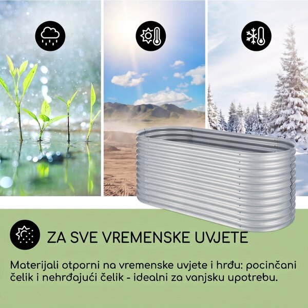 Blumfeldt Rondabox 200x100x80 cm Povišeni cvjetnjak Srebro