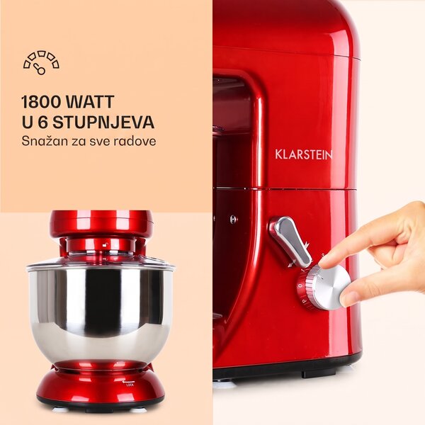 Klarstein Bella 1800W 5L Kuhinjski Robot Crvena