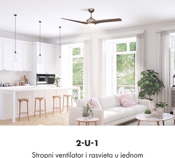 Klarstein FIGO, TITANIJ, STROPNI VENTILATOR, 52", 55 W, STROPNA LAMPA, 2 x 42 W, DALJINSKI UPRAVLJAČ