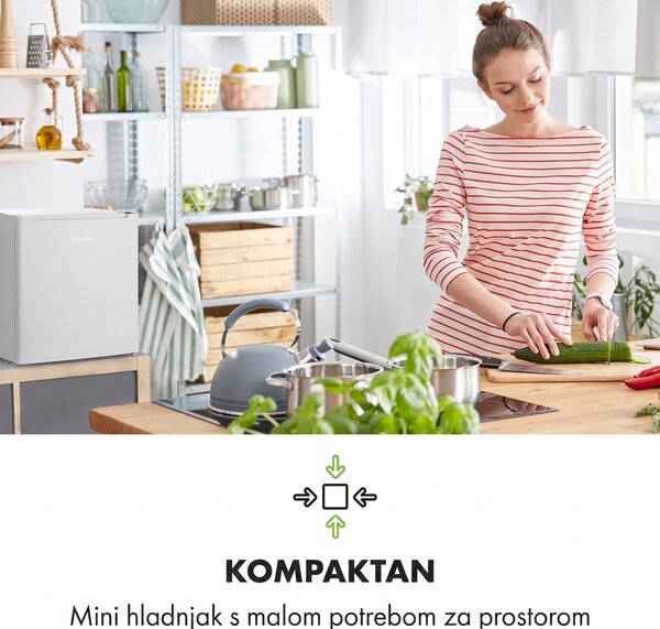 Klarstein Snoopy Eco, mini hladnjak sa zamrzivačem, E , 41 L, 39 dB, bijela boja