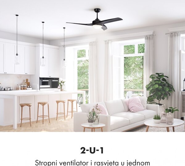 Klarstein Figo, stropni ventilator, 52" (132 cm) Ø, snaga 55 W, crni