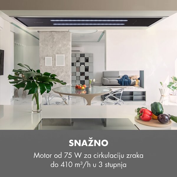 Klarstein High Line, stropna napa, 77 cm, 410 m³/h, 75 W, 3 razine, daljinski upravljač, crna