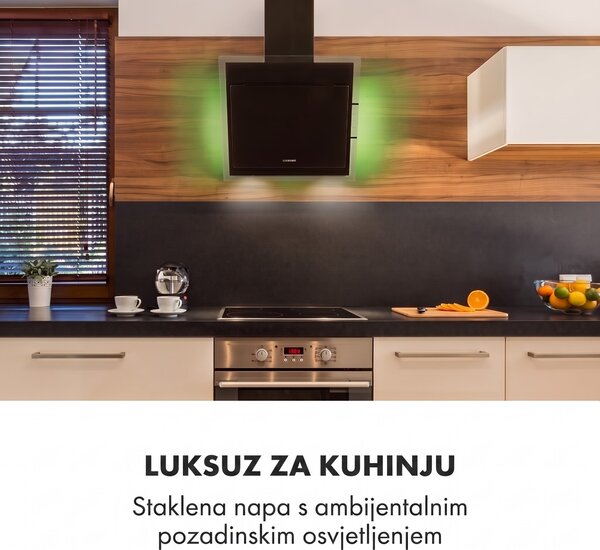 Klarstein Mirage 60, kuhinjska napa, 671 m³/h, touchscreen, crna