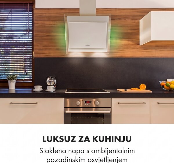 Klarstein Mirage 60, kuhinjska napa, 671 m³/h, touchscreen, energetska klasa A++, bijela