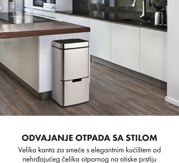 Klarstein Touchless, kanta za smeće, senzor, 72 l, 4 spremnika, ABS/PP/nehrđajući čelik