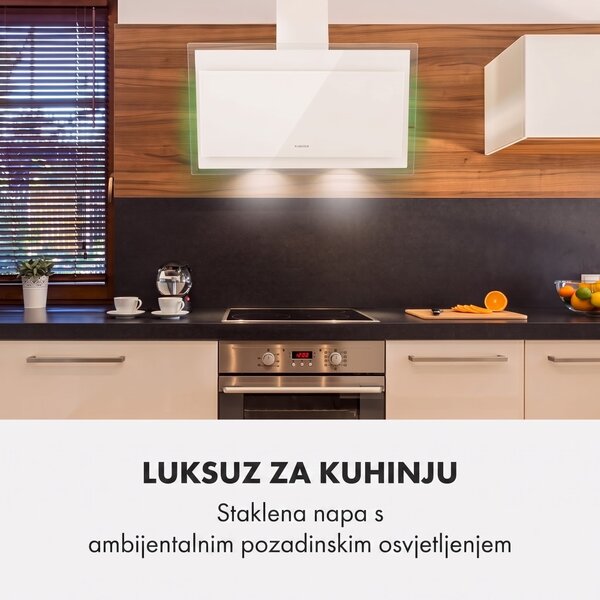 Klarstein Mirage 90, kuhinjska napa, 602 m³/h, touchscreen, energetska klasa A++, bijela