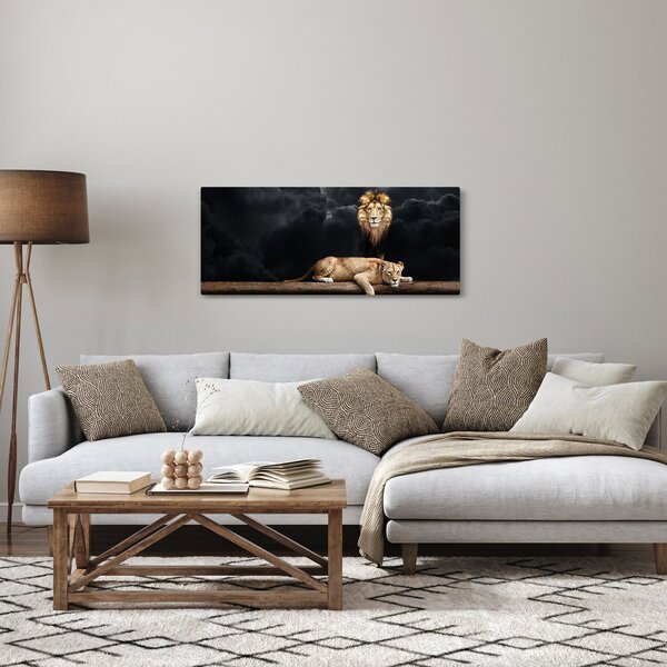 Slika - Lev in levinja v oblakih (120x50 cm)