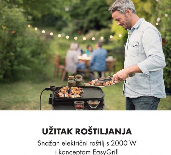 Klarstein Gatsby, električni roštilj, 2000 W, neljepljiva površina roštilja, bež / crna