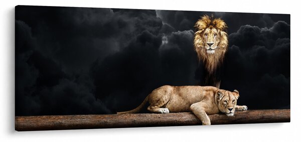 Slika - Lev in levinja v oblakih (120x50 cm)