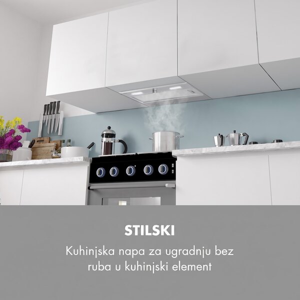 Klarstein Simplica, kuhinjska napa, ugradbena, 70 cm, usisna snaga: 440 m³/h, LED, nehrđajući čelik