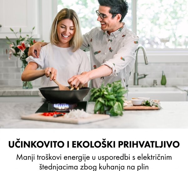 Klarstein Goldflame Domino, plinska ploča za kuhanje, dva mjedena plamenika, staklokeramička