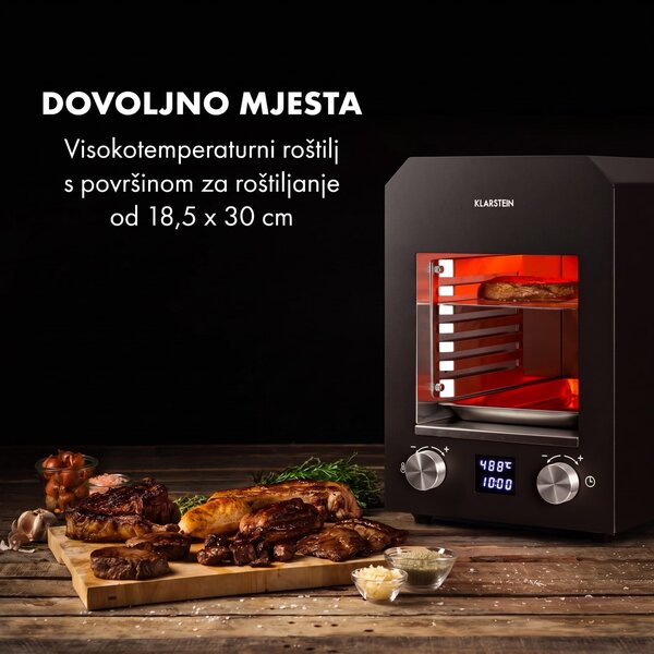 Klarstein Hannibal, visokotemperaturni roštilj, 2200 W, 850 °C, za unutarnju upotrebu, crni