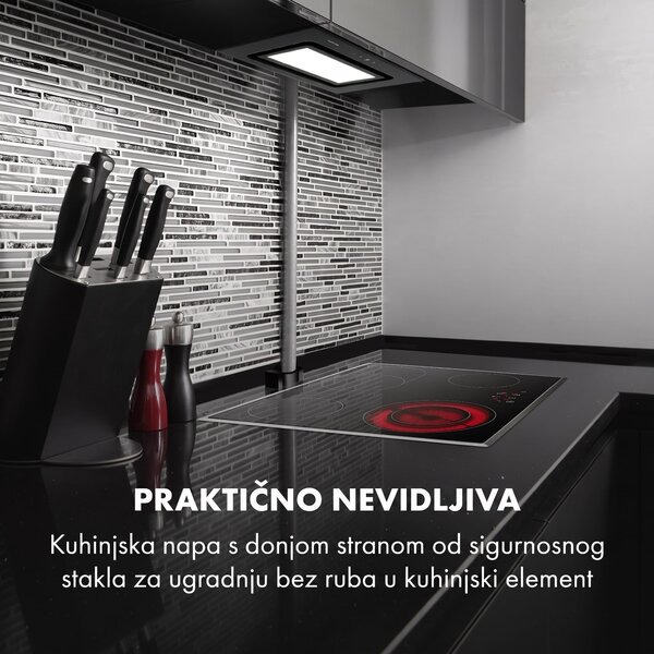 Klarstein Hektor Brilliant Edition, ugradbena napa, 52 cm, 506 m³ / h, dodir, crna