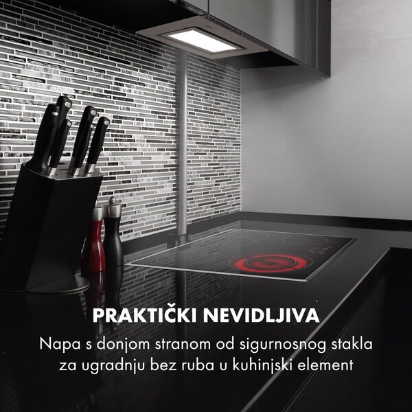 Klarstein Hektor Brilliant Edition, ugradbena napa, 52 cm, 506 m³ / h, dodir, bijela