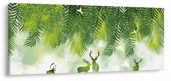 Slika - Jeleni v gozdu (120x50 cm)