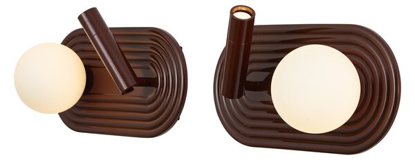 Set od 2 retro zidne svjetiljke smeđe boje, uključujući LED s 3 koraka prigušivanja i USB-C - Lila