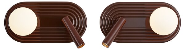 Set od 2 retro zidne svjetiljke smeđe boje, uključujući LED s 3 koraka prigušivanja i USB-C - Lila