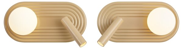 Set od 2 retro zidne svjetiljke taupe, uklj. LED s 3-stupanjskim prigušivanjem i USB-C - Lila