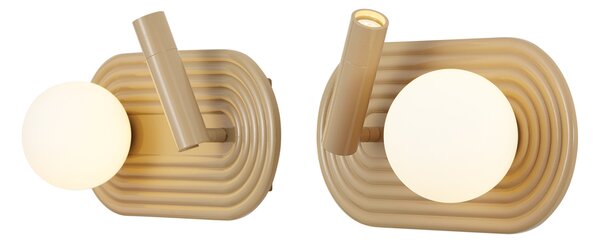 Set od 2 retro zidne svjetiljke taupe, uklj. LED s 3-stupanjskim prigušivanjem i USB-C - Lila